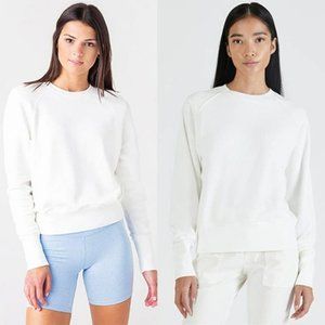 ATM French Terry Garment  Dye Vintage Raglan Sweater Women's White Size: L NWOT